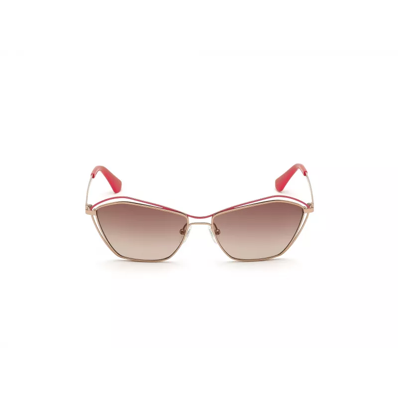 Óculos de sol de mulher GUESS GU7639-28F armação dourada borboleta/cat-eye lentes castanhas degradê UV400