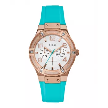 Relógio de mulher GUESS W0564L3 ouro rosa aço inoxidável e couro castanho 39mm