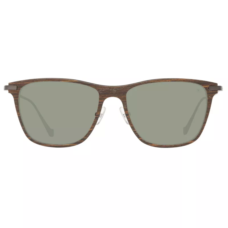 Hackett London HSB86311255 Óculos de sol de homem - Armação preta brilhante, lentes cinzentas, 55 mm