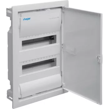 HAGER quadro de distribuição encastrado com porta metálica, 2 filas, 26 módulos, branco (RAL 9003)