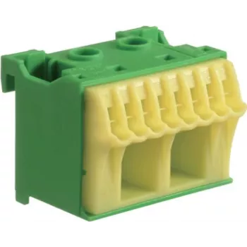 Bloco de terminais PE Hager KN10E QuickConnect, 10 pontos de ligação, verde/amarelo