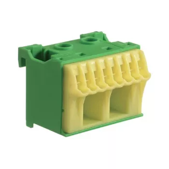 Bloco de terminais PE Hager KN10E QuickConnect, 10 pontos de ligação, verde/amarelo