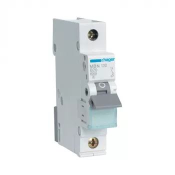 Disjuntor miniatura Hager MBN120, 1 polo, B20, 6 kA