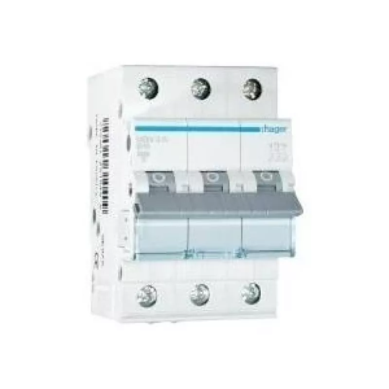 Hager MBN316 Disjuntor automático 3 polos 16A curva B 6kA, 3 módulos de largura