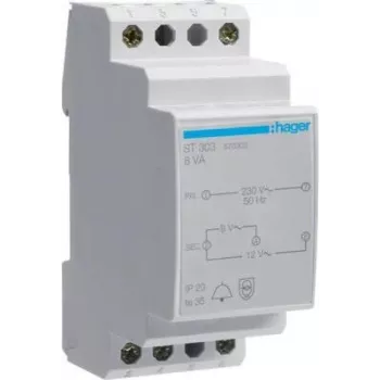 Hager ST303 Transformador de campainha 230V para 8V/12V 8VA 2 módulos