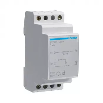 Hager ST303 Transformador de campainha 230V para 8V/12V 8VA 2 módulos