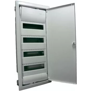 Hager VU48NC Quadro de distribuição pequeno encastrado, 4 filas, 48 módulos, porta de aço branca
