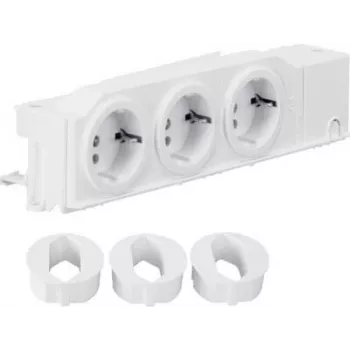 Hager VZ00AS Tomada Schuko para calha DIN, tripla, rotativa, terminais de parafuso