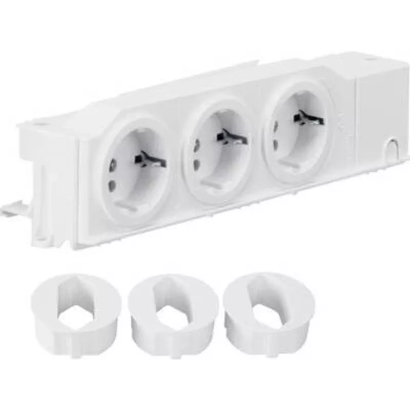 Hager VZ00AS Tomada Schuko para calha DIN, tripla, rotativa, terminais de parafuso