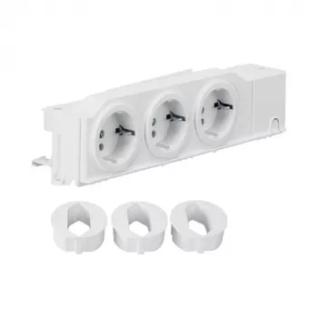 Hager VZ00AS Tomada Schuko para calha DIN, tripla, rotativa, terminais de parafuso