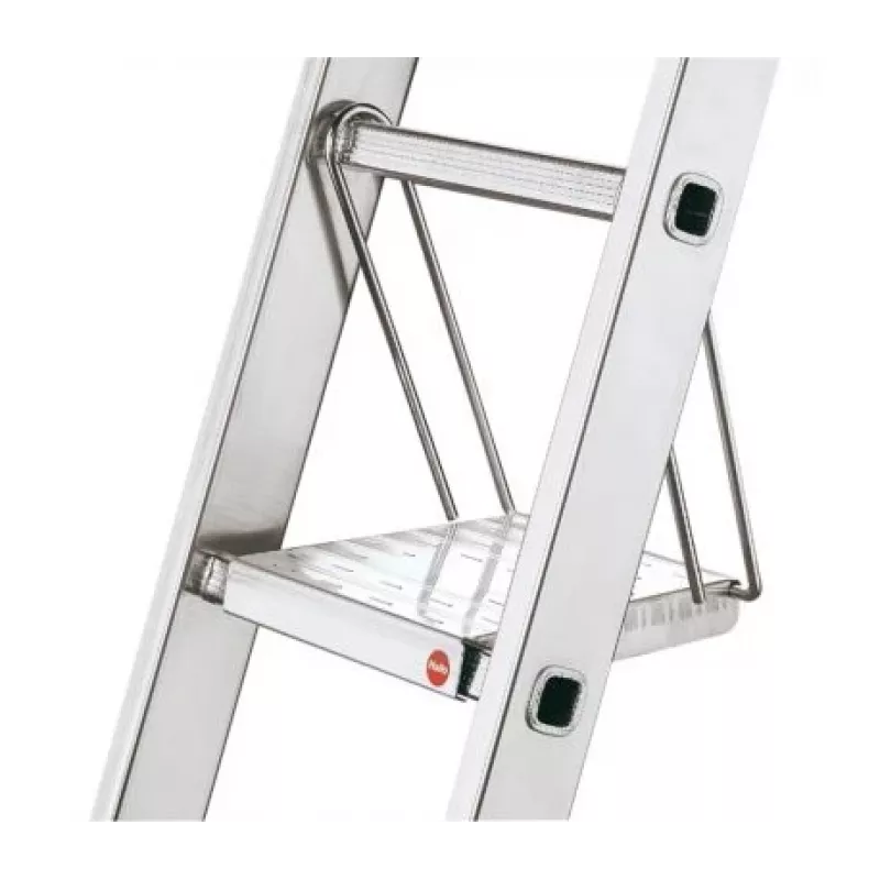 HAILO SavetyLine Degrau adicional para escadas, escadote dobrável de 2 degraus, alumínio, carga 150 kg, TÜV/GS
