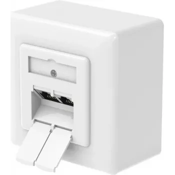 Tomada de rede Hama CAT-6a, 2 portas RJ45, 10 Gbit/s, blindada, saliente/encastrada, Branco 00200774