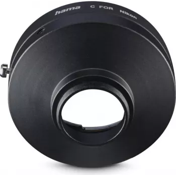 Adaptador de objetiva Hama para objetivas Nikon F-Mount em câmaras C-Mount, metal, preto (00030771)