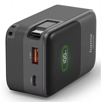 Hama Power Pack Roll Up 10000mAh USB-C PD 20W carregamento rápido powerbank preto 00201784