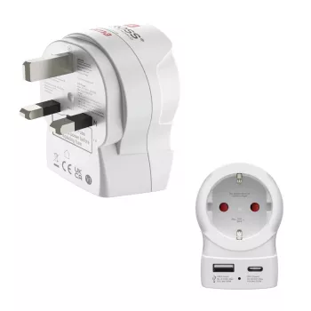 Hama Adaptador de viagem EU para UK 1x USB-A USB-C Power Delivery 20W branco