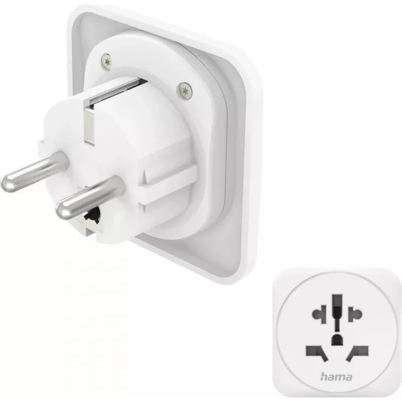 Hama Adaptador de viagem tipo E & F, 3 polos, universal, mundo para Europa, branco 00137246