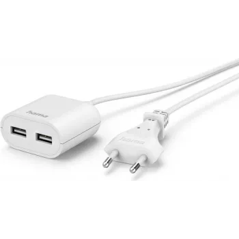 Hama Fonte de alimentação USB com cabo de 1,9 m, 2,4 A, 2x USB-A, branco (00223203)