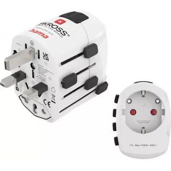 Hama World Travel Pro Adaptador de viagem universal, 3 polos, 1500W, branco 00223465