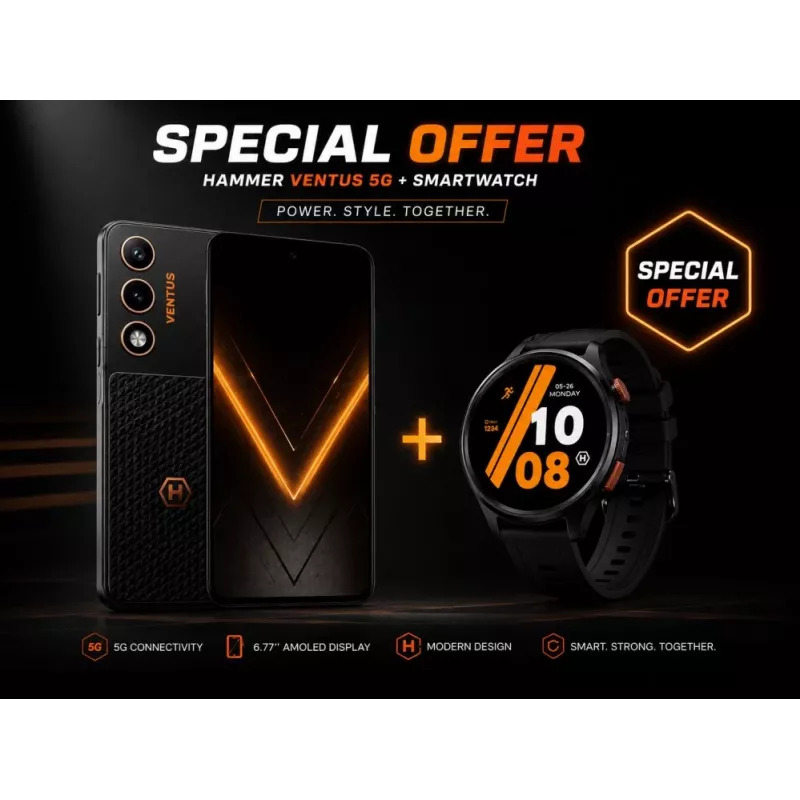 Hammer Ventus 5G 6,77 polegadas AMOLED smartphone 5G 8GB RAM 256GB preto