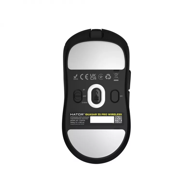 Rato gaming sem fios Hator Quasar 3S Pro, preto, 26000 DPI, ótico, 2,4 GHz, USB-C, destro, RGB