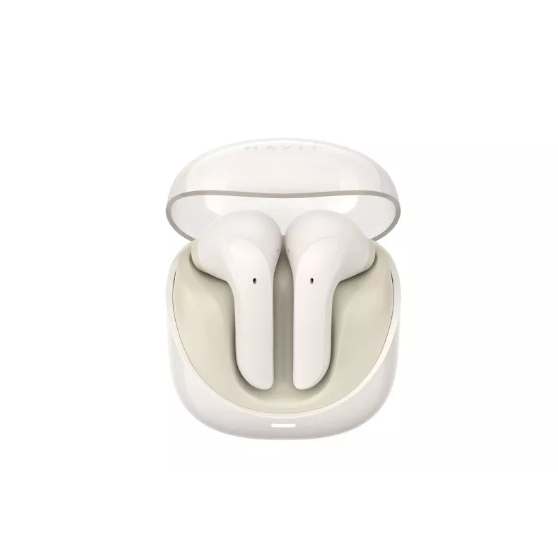 HAVIT TW974 Modern Buds Auscultadores True Wireless Stereo com Bluetooth 5.3, drivers de 10mm, IPX4, controlo tátil, estojo de carregamento USB-C, 20h de reprodução total – bege
