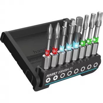 HAZET 2304SH-11 Conjunto de 8 bits, Torx interior e sextavado interior, encaixe de 1/4 polegadas, suporte magnético