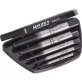 HAZET 840/8 Conjunto de extratores de parafusos M3 - M45, 8 peças, espiral esquerda, aço de ferramenta de alta qualidade, em mala de plástico