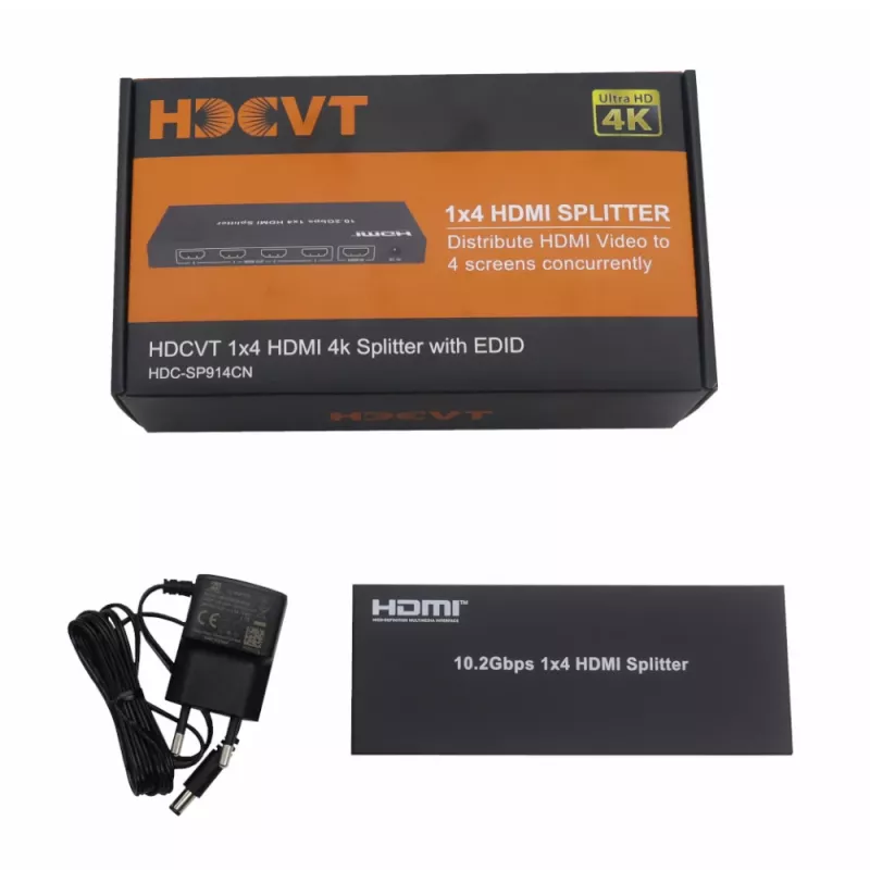 HDCVT HDC-SP914CN Splitter HDMI 1.4 1x4 4K com gestão EDID