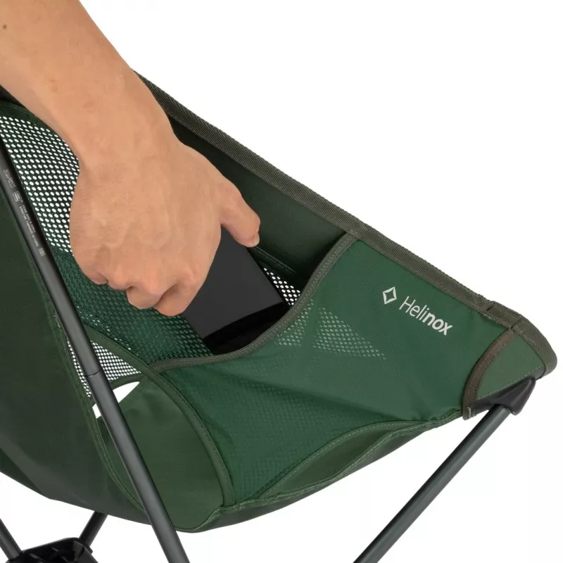 Cadeira de campismo dobrável Helinox Chair One (re) - verde-floresta, poliéster 600D reciclado, estrutura de alumínio DAC, capacidade de carga 145 kg