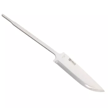 Lâmina de faca HELLE K75 Eggen em bruto, aço inoxidável laminado triplo, 101 mm, drop point, afiação scandi, Noruega