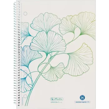 Bloco de espiral GREENline Ginkgo Herlitz A5, 70 folhas, quadriculado 50033508