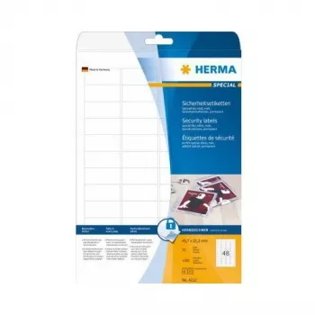 HERMA Etiquetas de segurança brancas 45,7x21,2 mm película 1200 unid.