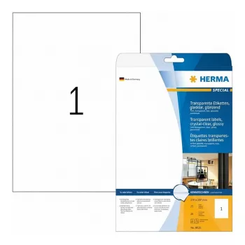 HERMA Especial Brilhante Transparente A4 Etiquetas autoadesivas de película de poliéster, 25 folhas