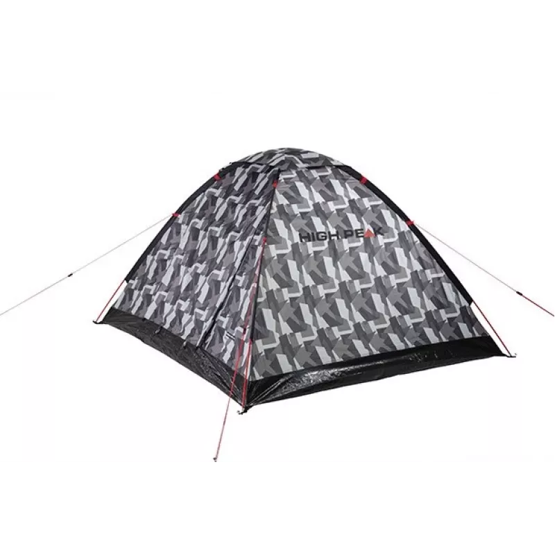 Tenda de cúpula High Peak Beaver 3 camuflagem - 3 pessoas, impermeável 2000mm, varas de fibra de vidro