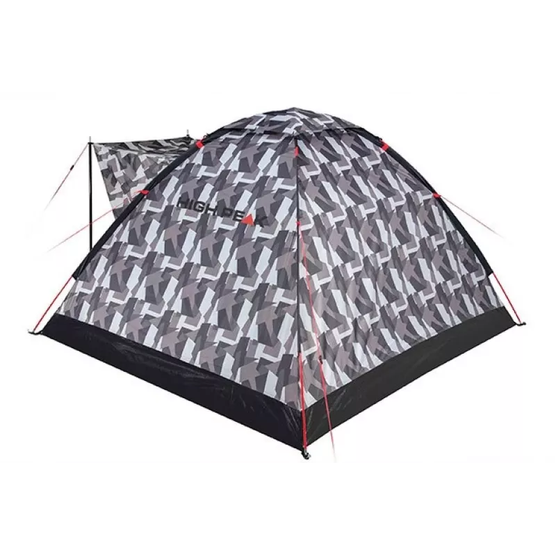 Tenda de cúpula High Peak Beaver 3 camuflagem - 3 pessoas, impermeável 2000mm, varas de fibra de vidro