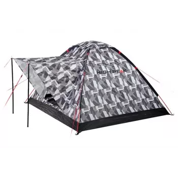 Tenda de cúpula High Peak Beaver 3 camuflagem - 3 pessoas, impermeável 2000mm, varas de fibra de vidro