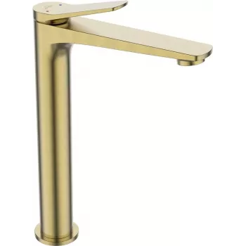 Misturadora monocomando de lavatório alto High Peak Nestos Dourado Escovado