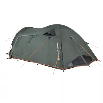High Peak Kira 4.1 tenda de cúpula (verde-escuro/cinzento, com alpendre em túnel, Climate Protection 80)