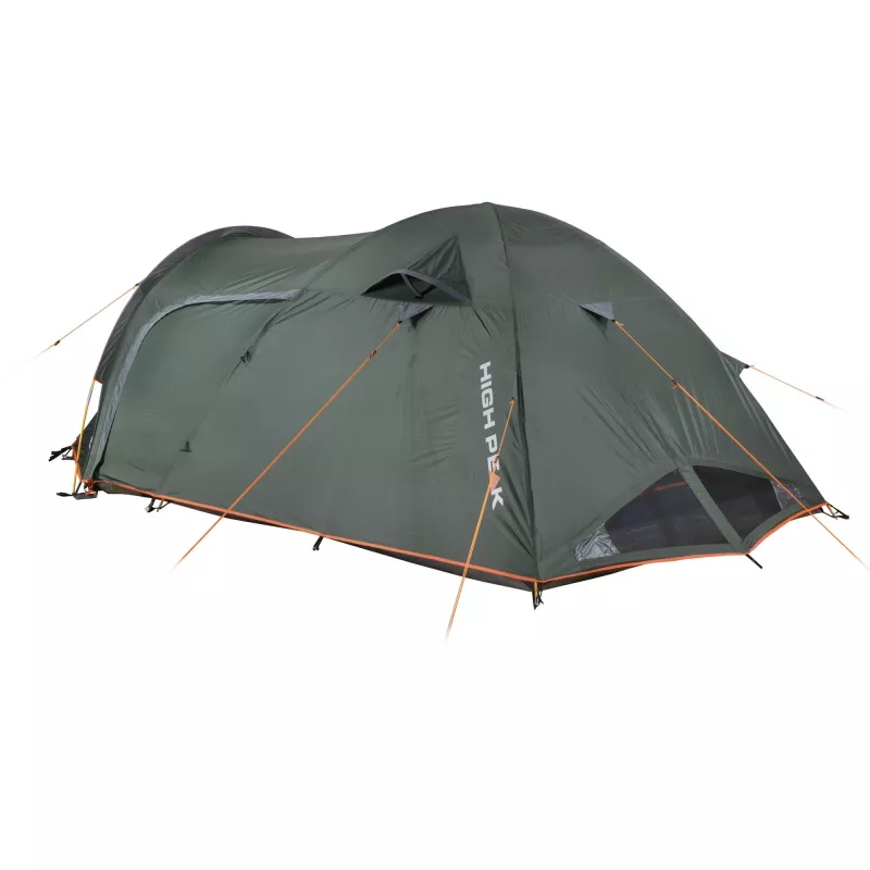 High Peak Kira 4.1 tenda de cúpula (verde-escuro/cinzento, com alpendre em túnel, Climate Protection 80)