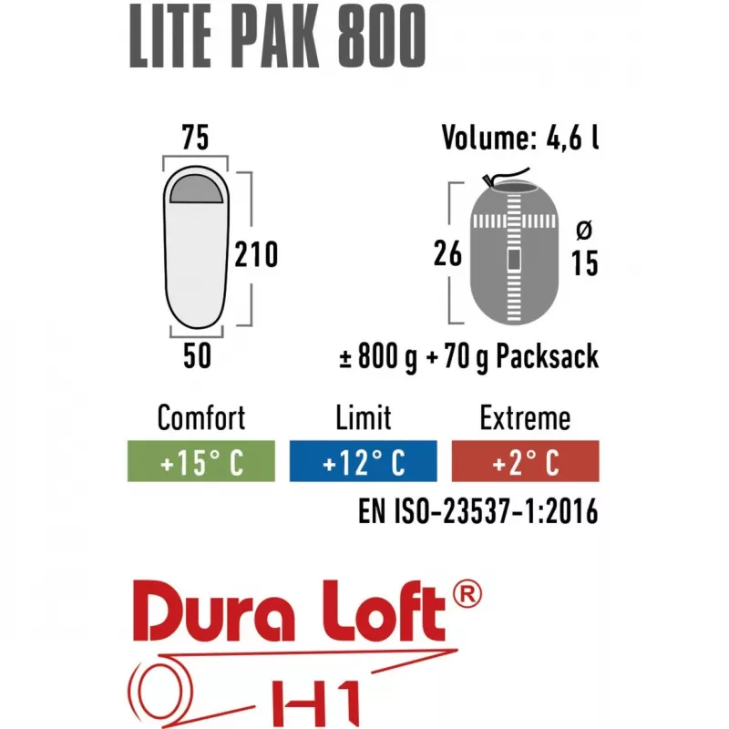 High Peak Lite Pak 800 saco-cama (verde/vermelho)