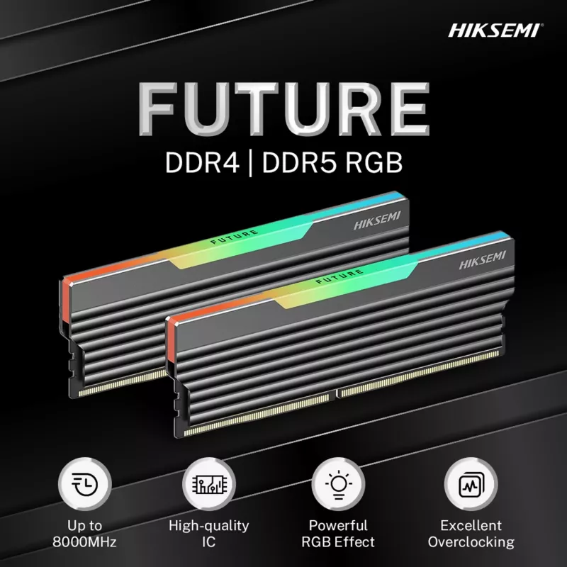 HIKSEMI Future RGB 16GB Kit (2x8GB) 3600MHz DDR4 Memória Gaming Desktop Preto