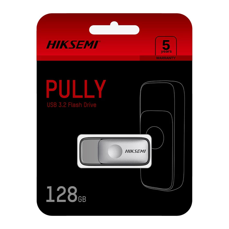 Pen USB Retrátil sem Tampa HIKSEMI Pully 128GB USB 3.2 Gen 1, Preto