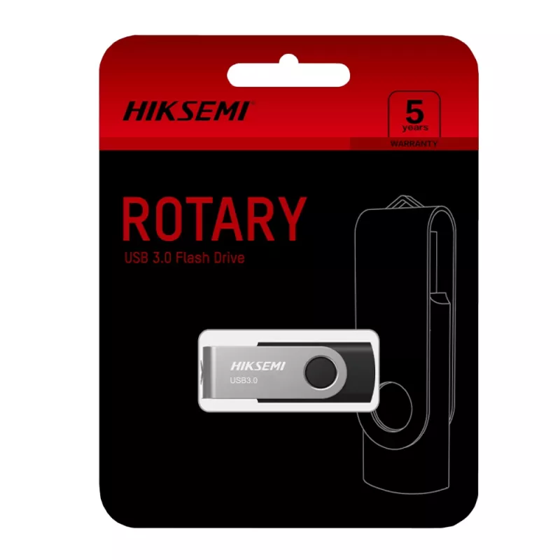 Pen drive HIKSEMI Rotary Series 32GB USB 3.0, rotação 360°, liga de zinco, prateado/preto