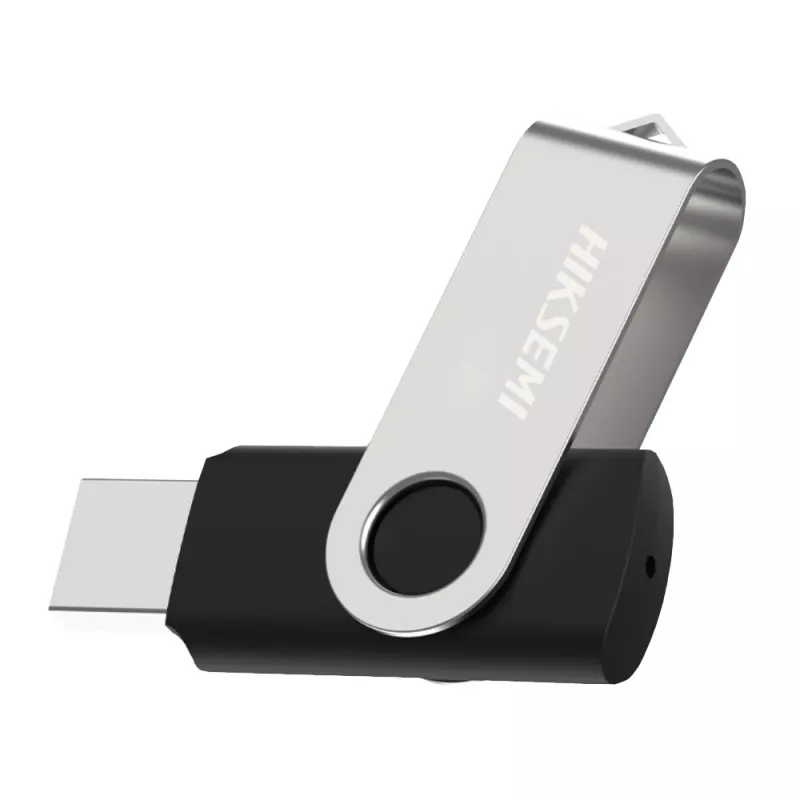 Pen drive HIKSEMI Rotary Series 32GB USB 3.0, rotação 360°, liga de zinco, prateado/preto