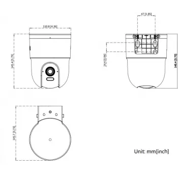 Câmara de rede dome fixa Hikvision DS-2CD1F47G3H-LIUF/SX 4MP com microfone incorporado, objetiva 2,8 mm, IP67, IK10, PoE