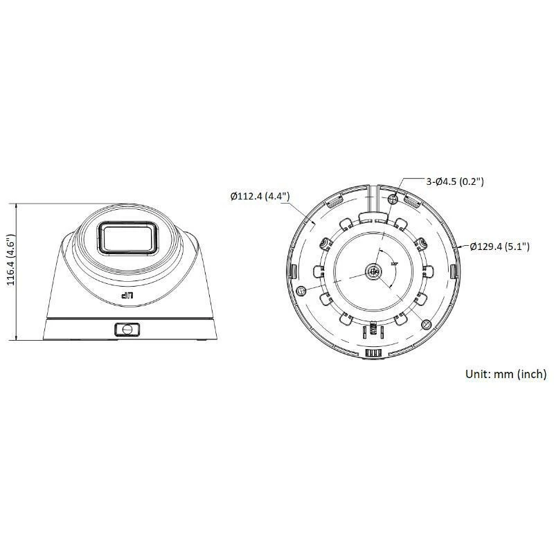 Câmara IP exterior turret Hikvision DS-2CD1H43G2-IZ 4MP, objetiva motorizada 2.8-12mm, 30m IR, IP67