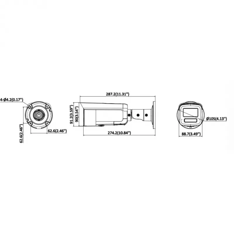 Câmara IP bullet Hikvision DS-2CD2T126G3-IS2UY/SL(2.8)eF 12MP AcuSense com luz de flash, aviso sonoro, objetiva 2.8mm, preto
