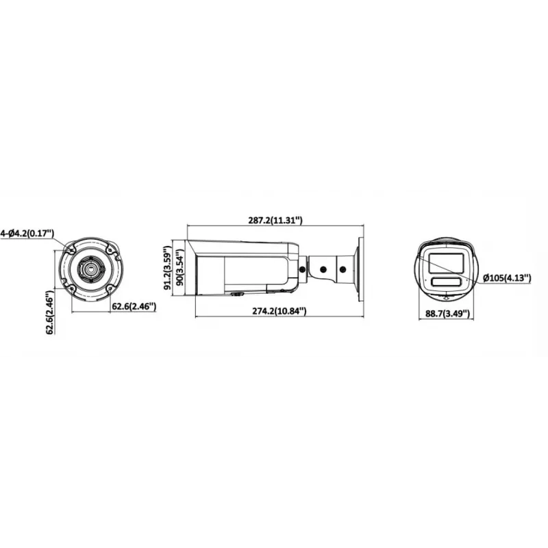 Câmara IP bullet Hikvision DS-2CD2T126G3-IS2UY/SL(2.8)eF 12MP AcuSense com luz de flash, aviso sonoro, objetiva 2.8mm, preto