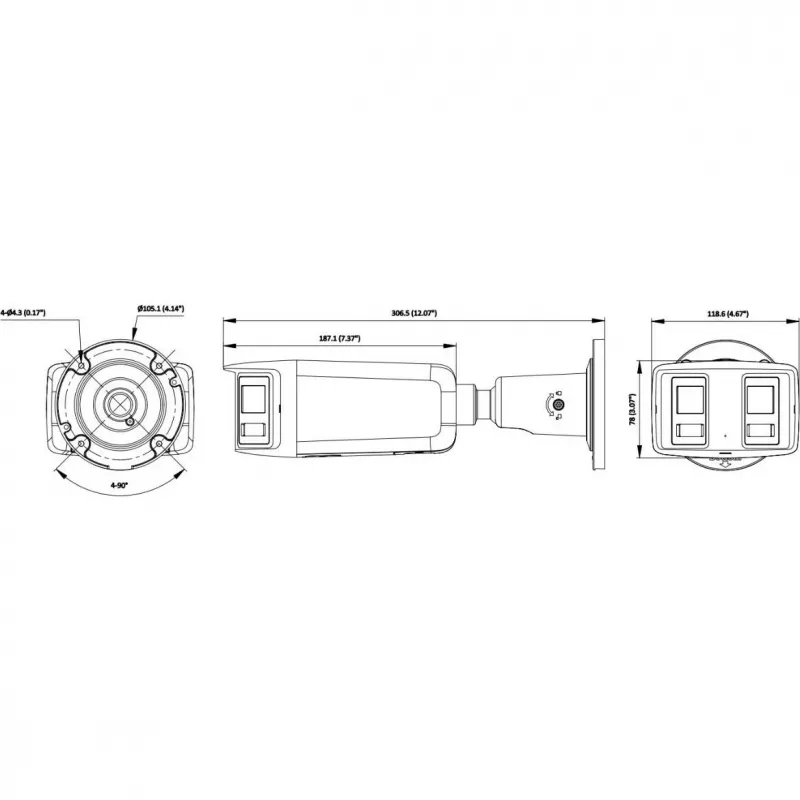Câmara IP panorâmica Hikvision DS-2CD2T167G3P-LIS2UY/SL(180°) 16MP - ColorVu AcuSense
