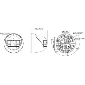 Câmara CCTV turret Hikvision DS-2CE72KF3TP-DLS(180°) 3K com objetiva de 2,8 mm, campo de visão de 100°, luz branca, IP67, 12 VDC